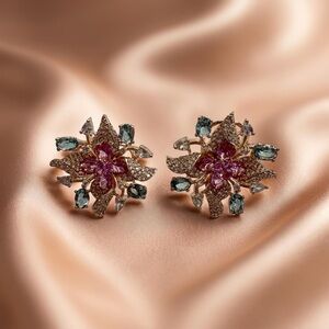 Elegant Floral Gemstone stud-